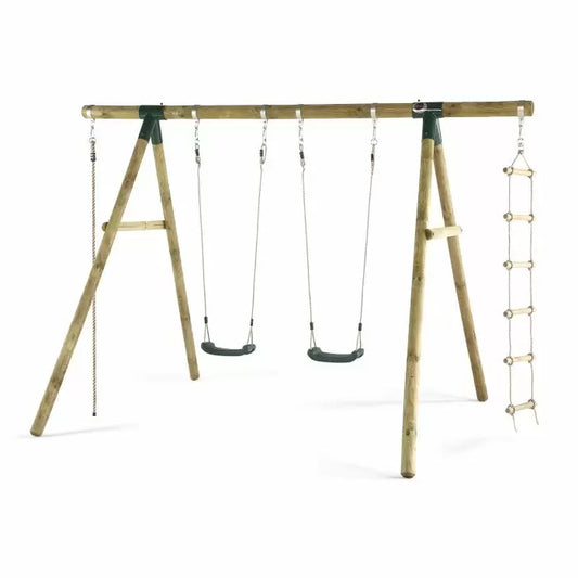 Plum Gibbon Wooden Double Swing Set